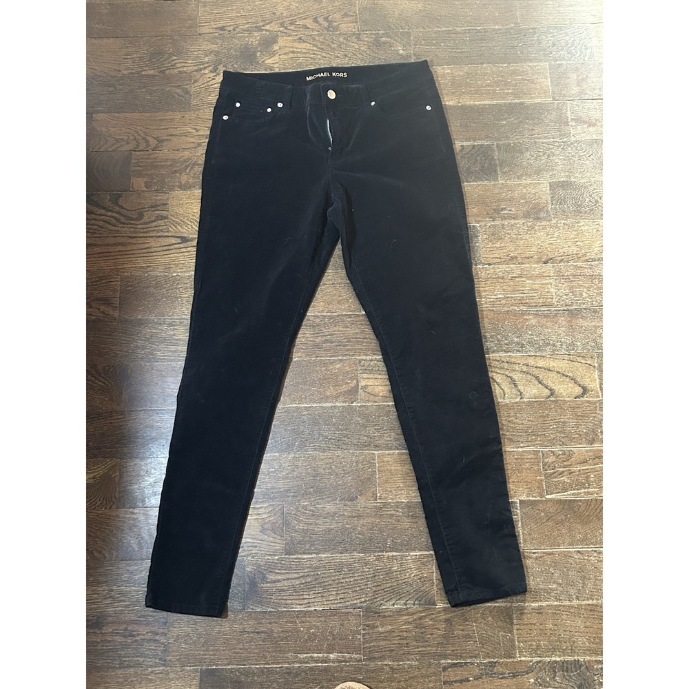 Michael Kors 8 Black‎ Velvet Jeans Straight Leg Stretch Cotton Blend Pants